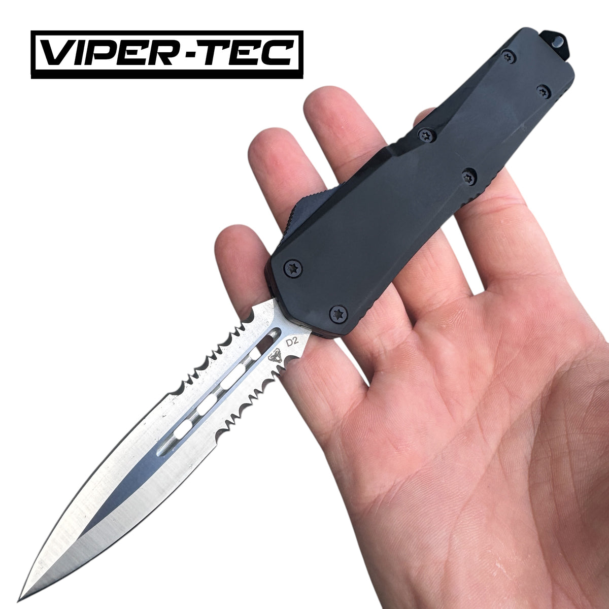 VT Black Ghost Half Serrated Satin D2 OTF