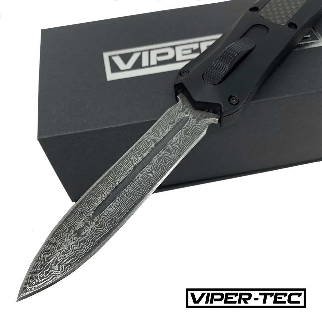 Black Zedd D/A OTF - Damascus Steel (Multiple Blade Styles Available) - Viper Tec