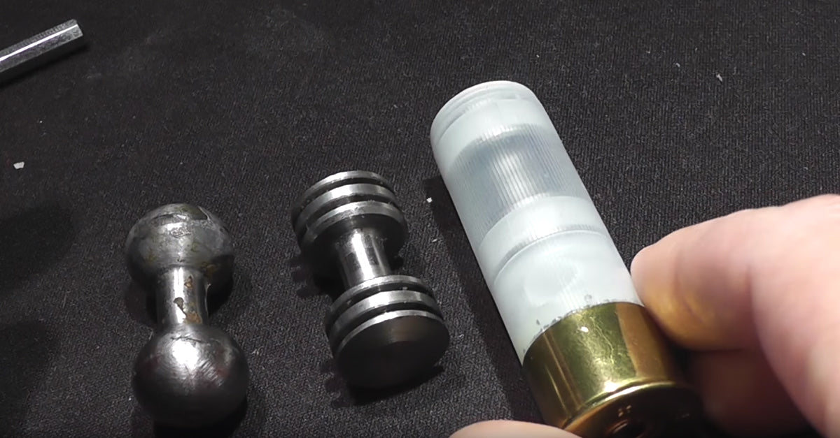 Dumbell shotgun slugs fly true without any stabilization