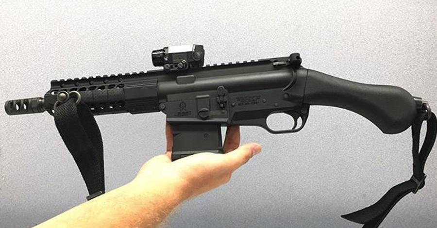AR-15 with a 7.25″ barrel and Shockwave grip because you can