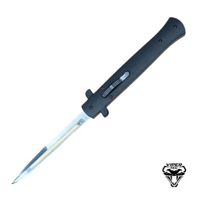 9 inch VT Don OTF automatic knife open with dagger blade and black G10 handle