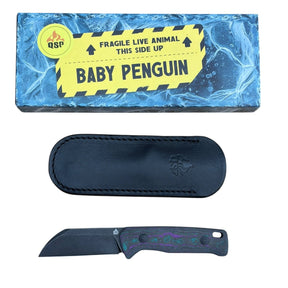 QSP Baby Penguin Blade City Exclusive – 14C28N Sheepsfoot Fixed Blade & Camo Carbon Handle (Limited Edition /100) - Blade City