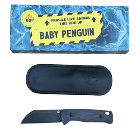 QSP Baby Penguin Blade City Exclusive – 14C28N Sheepsfoot Fixed Blade & Camo Carbon Handle (Limited Edition /100) - Blade City