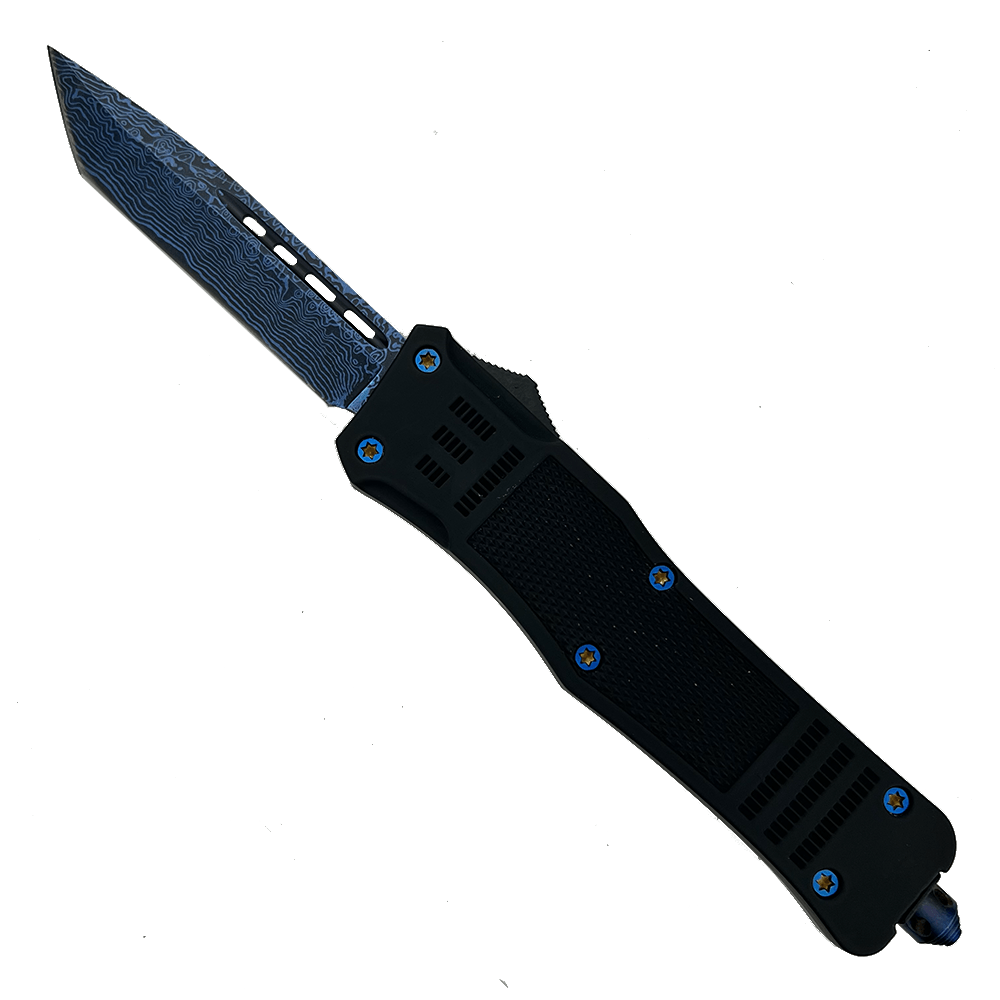 damascus knife - blue